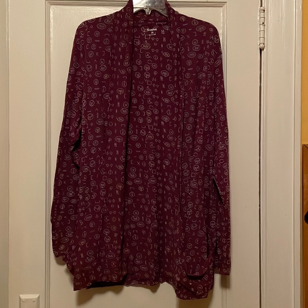 Svaha lightweight cotton cardigan. Like new, 3X, purple